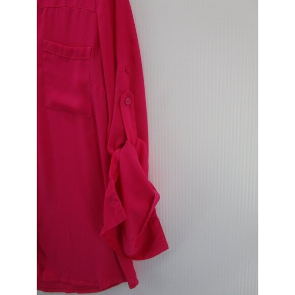 Express Top XS Portofino Shirt Button Down Career Pockets Roll Tab - Picture 5 of 12